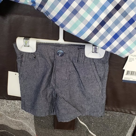 US Polo Assn Boys 12 months Button Front Shirt and shorts - Picture 4 of 5